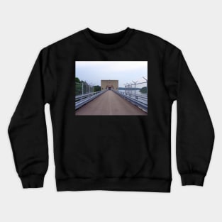 Bridge Perspective Photography Art, Waterway Dam Bridges Crewneck Sweatshirt